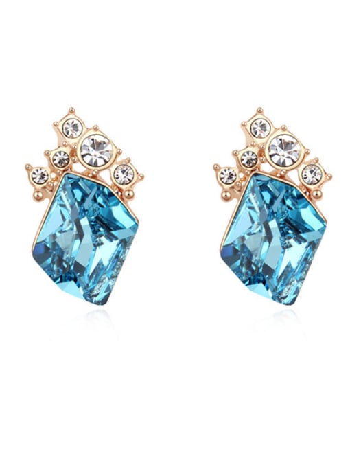 blue Fashion Geometrcial austrian Crystals Alloy Stud Earrings