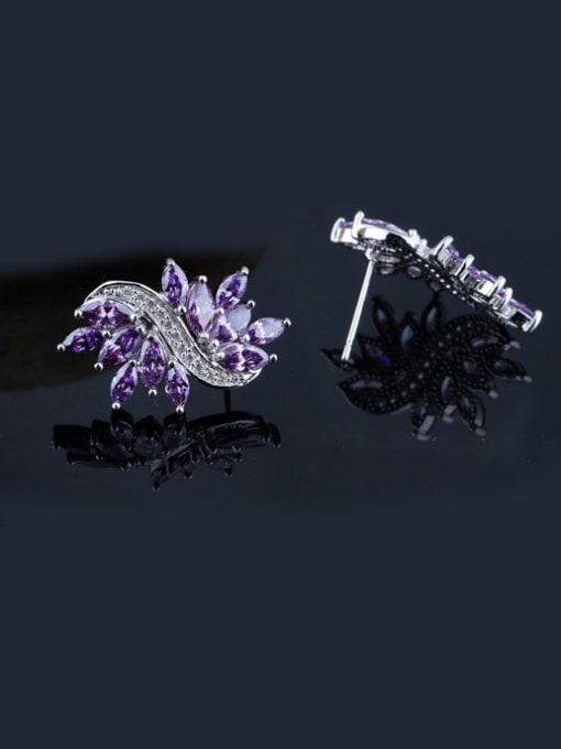 Qing Xing Binglinghua Zircon  Purple Red Pomegranate Zirconium Optional Cluster earring 1