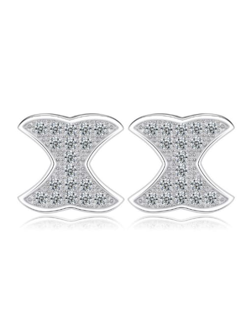 platinum plated Birthday Gift Zircons Shining Small Stud Earrings