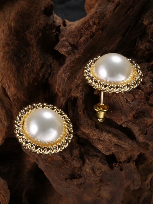 Gold Elegant Gold Plated Pearl Twisted Stud Earrings