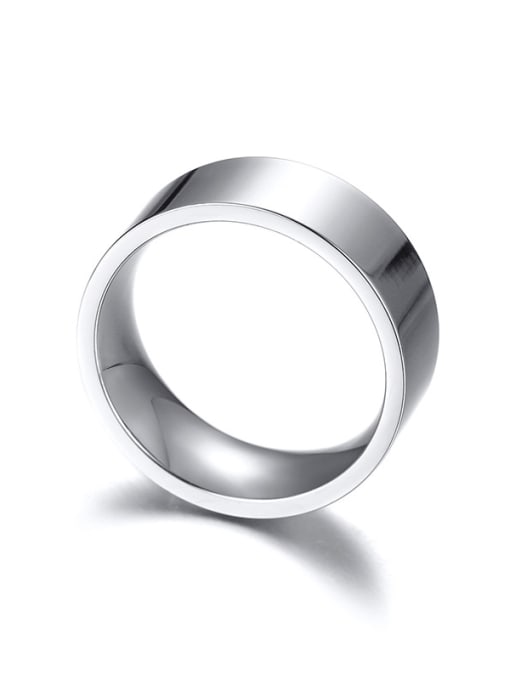 CONG Stainless Steel With Platinum Plated Simplistic Round Men Rings 2