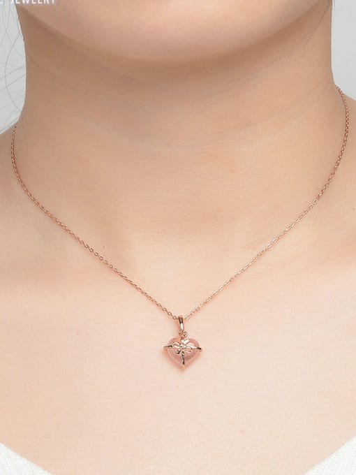 ZK Love Hibiscus Butterfly Knot Rose Gold Plated Pendant 3