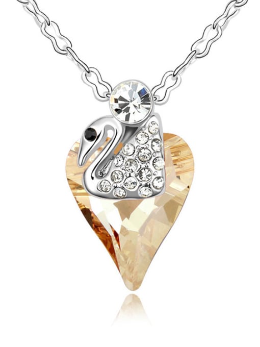QIANZI Exquisite Heart austrian Crystal Little Swan Alloy Necklace 1