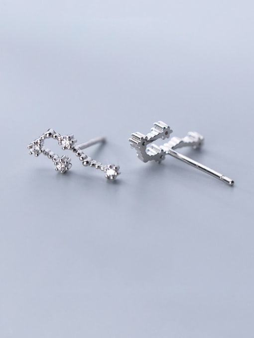 Aquarius 925 Sterling Silver With Cubic Zirconia Simplistic Constellation Stud Earrings