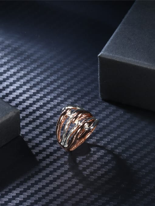 Rose Gold And Silver Exaggeration Double Color Geometric Shaped Ring