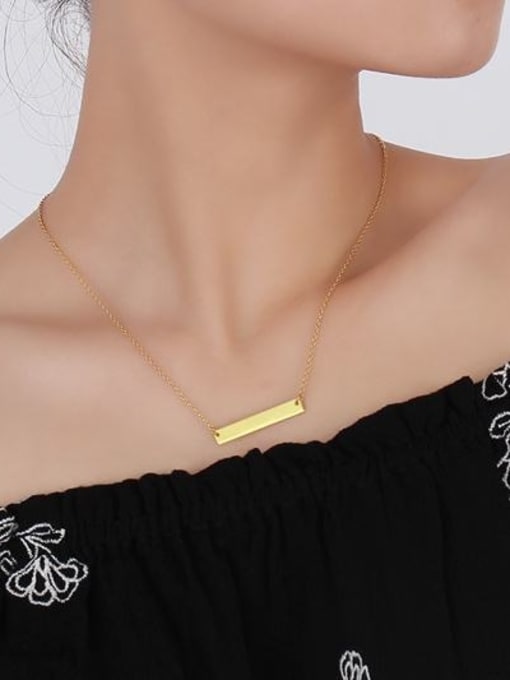 CONG Exquisite Gold Plated Geometric Shaped Titanium Necklace 1