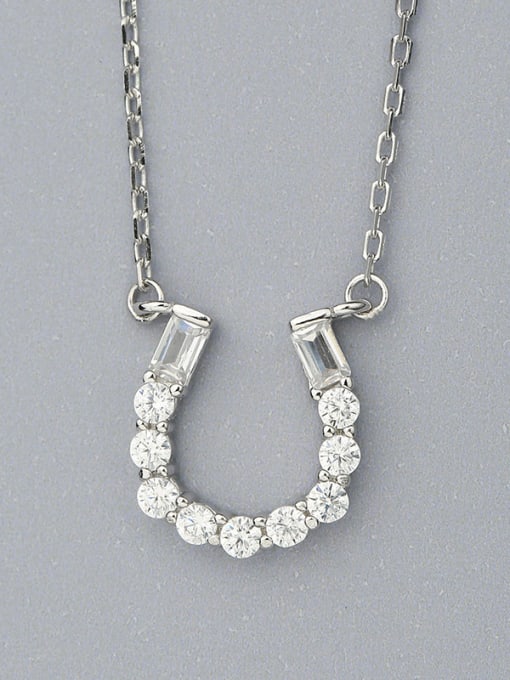 One Silver U-shaped Zircon Necklace 0