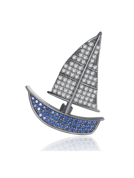 BLING SU Copper inlaid AAA zircon personality small sailboat brooch 0