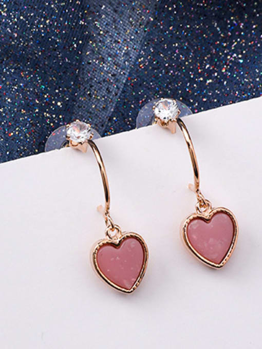 C Love C Alloy With Rose Gold Plated Cute Heart Stud Earrings