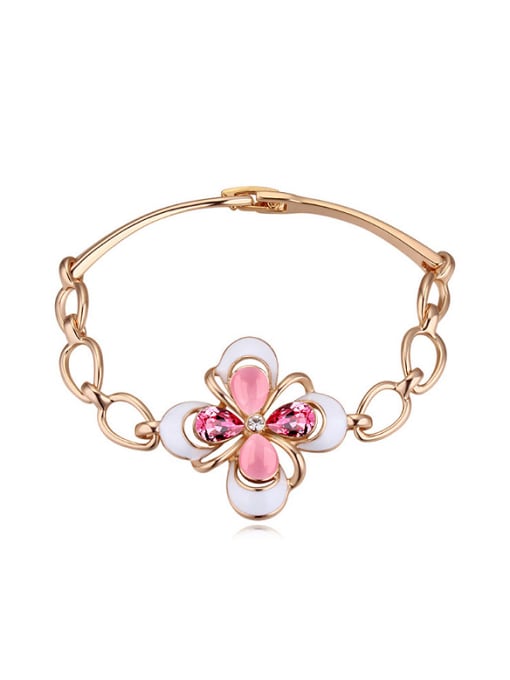 pink Fashion austrian Crystals Flower Alloy Bracelet