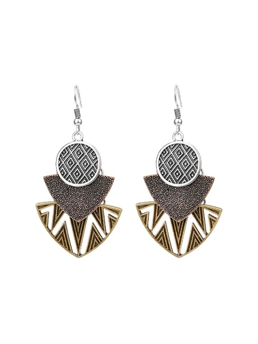 Gujin Vintage Exaggerated style Three Color Plated Alloy Drop Earrings
