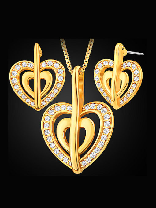 Days Lone 18K Heart shaped Rhinestones Two Pieces Jewelry Set 0