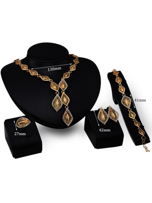 BESTIE 2018 Alloy Imitation-gold Plated Vintage style Rhinestones Leaves shaped Four Pieces Jewelry Set 2
