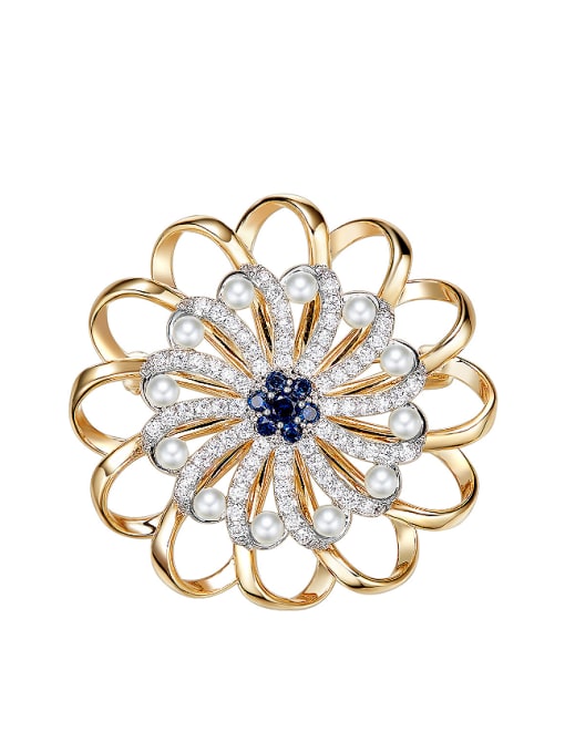 CEIDAI Fashion Flower Zircon Imitation Pearls Brooch 0