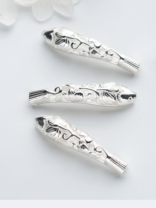 FAN 925 Sterling Silver With Silver Plated and Tai Silver& Hollow Lotus fish Bent Pipe 0
