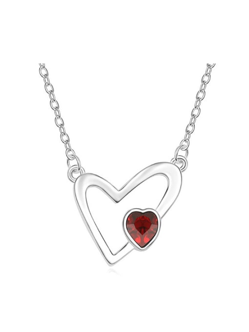 QIANZI Simple Hollow Heart Pendant Cubic austrian Crystal Alloy Necklace