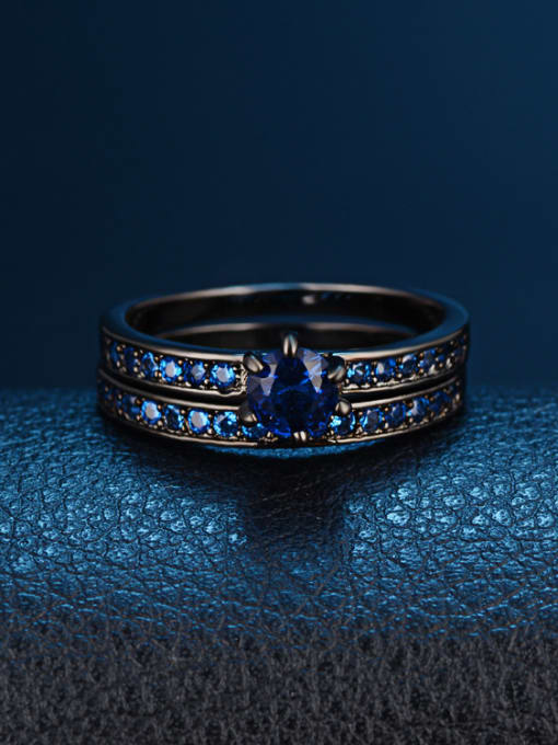 KENYON Fashion Cubic Blue Zirconias Copper Lovers Ring 2