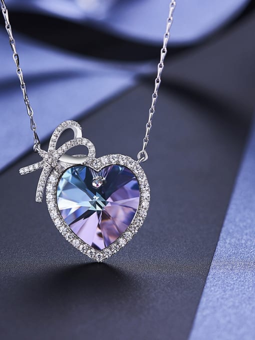 Purple new 2018 2018 2018 2018 2018 2018 S925 Silver Heart-shaped Necklace