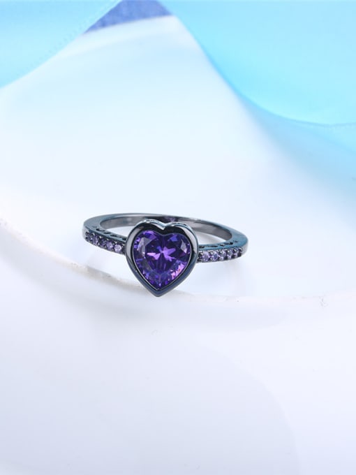 Ronaldo Black Gun Plated Heart Shaped Zircon Copper Ring 1