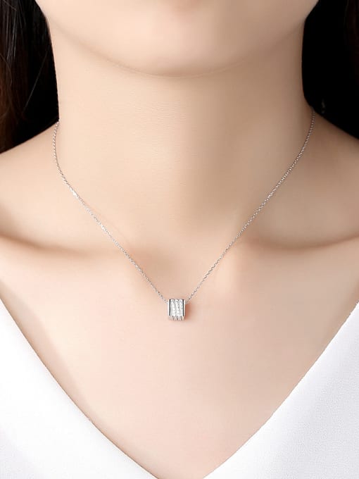 CCUI 925 Sterling Silver With Platinum Plated Simplistic Geometric Necklaces 1