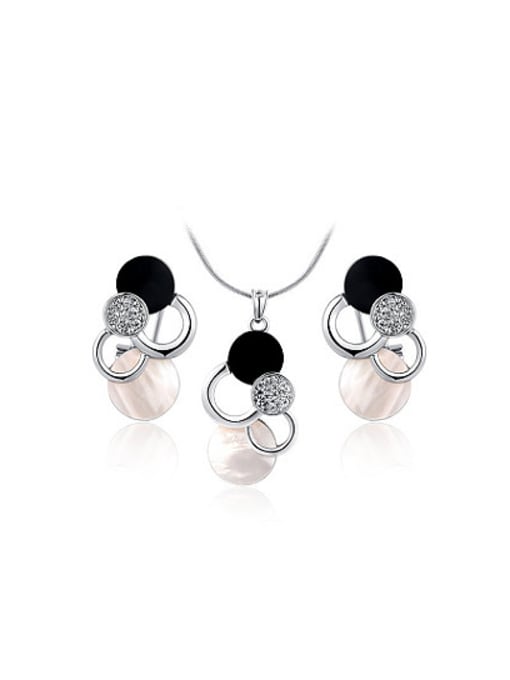 Platinum Trendy Platinum Plated Cloud Shaped Austria Crystal Two Pieces Jewelry Set