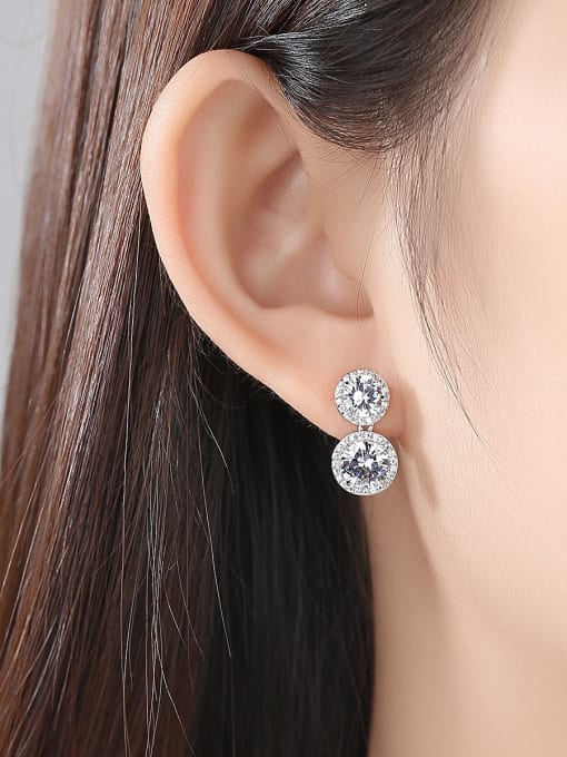 BLING SU Copper With Platinum Plated Delicate Round Cubic Zirconia Stud Earrings 1