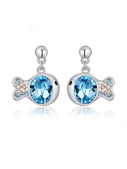 light blue Personalized Fish Austria Crystal Stud Earrings