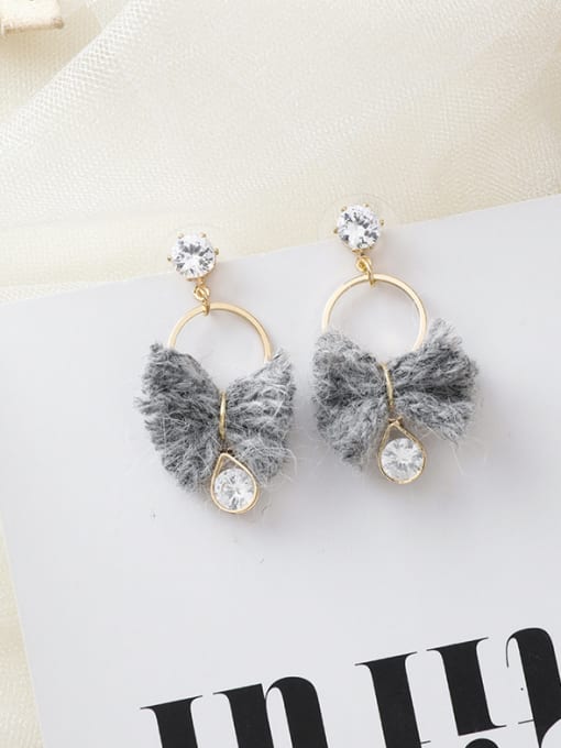 C grey Alloy With Imitation Gold Plated Simplistic Bowknot Drop Earrings