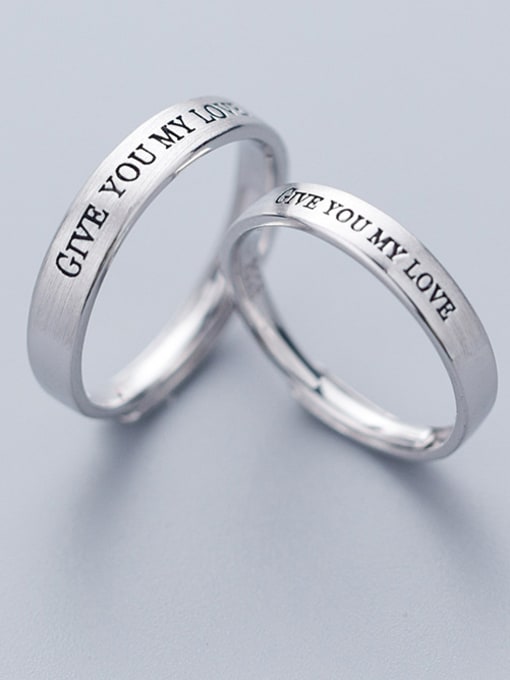 Rosh 925 Sterling Silver With Silver Plated Simplistic English Engraving Round Rings 2