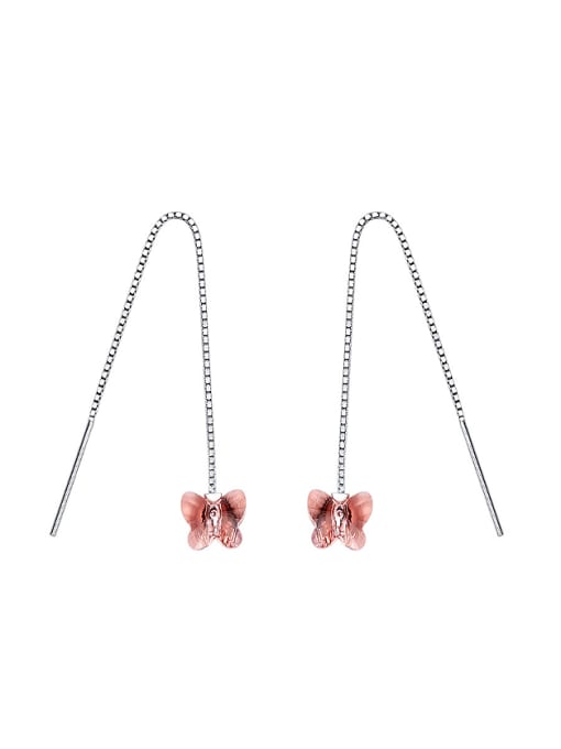 Red Simple austrian Crystal Butterfly Line Earrings