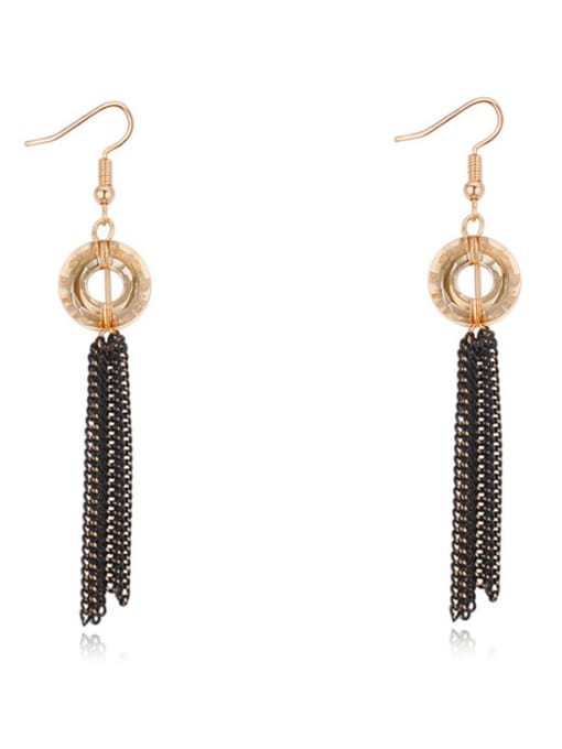 yellow Fashion Hollow Round austrian Crystals Tassels Alloy Earrings