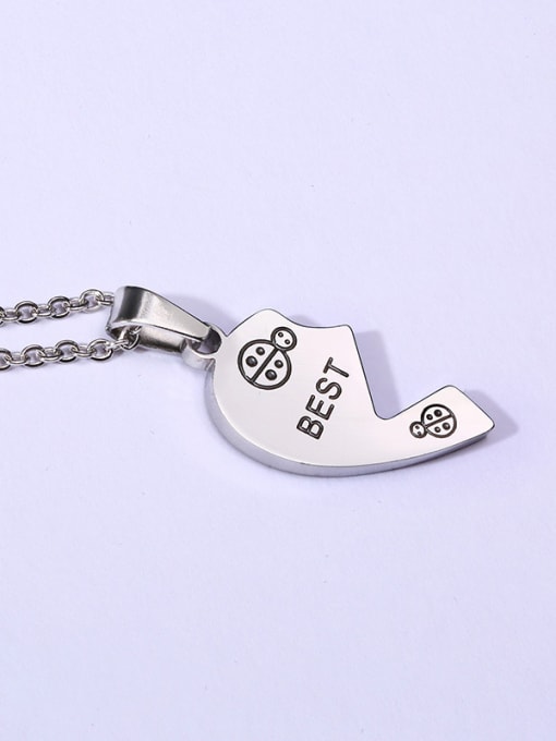 CONG Stainless Steel With English Alphabet Simplistic Heart Necklaces 4