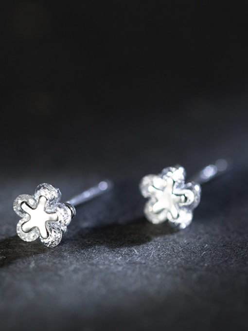 Rosh Elegant Flower Shaped Shining Zircon Stud Earrings 0