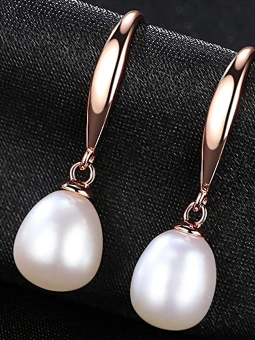 White Sterling Silver classic natural freshwater pearl earrings