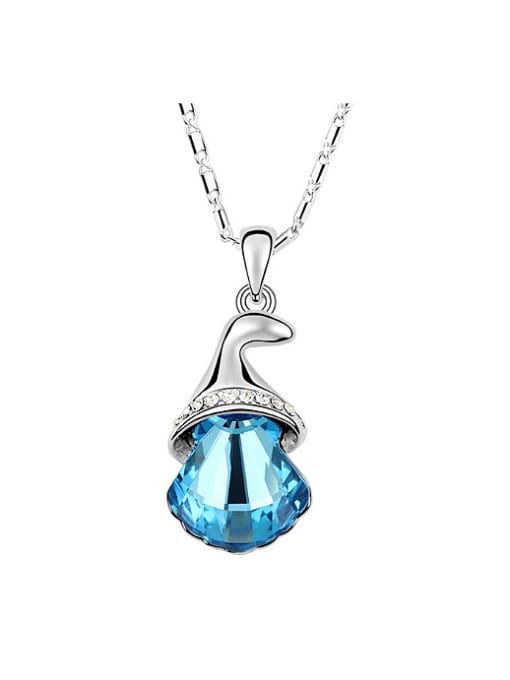 blue Fashion Shell-shaped austrian Crystal Wind-bell Pendant Alloy Necklace