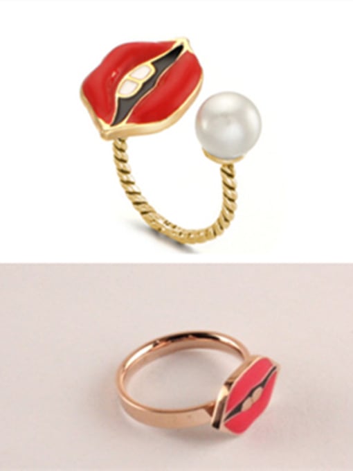 GROSE Red Lip Fashion Titanium Ring 2