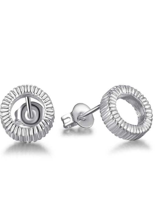 Ya Heng Small Round Shaped White Gold Plated Stud Earrings