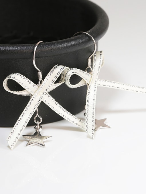 White Personalized Bowknot Little Star 925 Silver Earrings