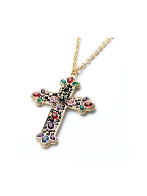 KM 2018 Retro Cross Pendant Women Necklace 0