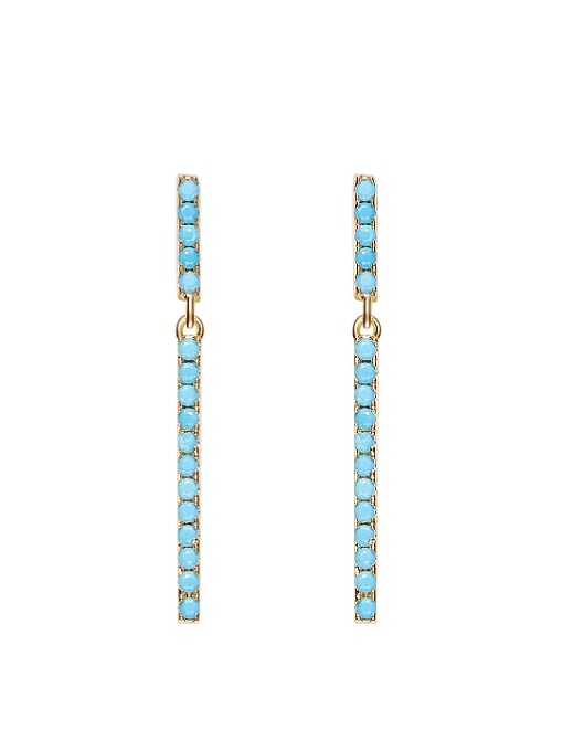 CEIDAI Simple Tiny Cubic Turquoise Stones Stud Earrings 0