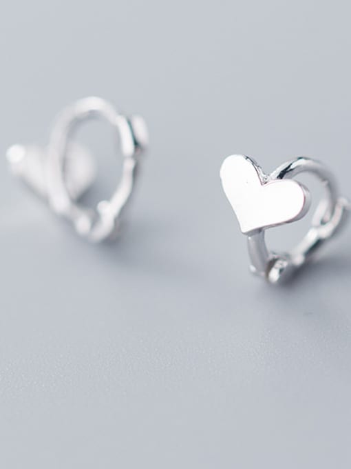 Rosh 925 Sterling Silver With Platinum Plated Cute Heart Clip On Earrings 0