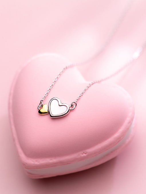 Rosh S925 Silver Necklace Pendant, female fashion, sweet love necklace, temperament, heart and soul, clavicle chain D4294 2