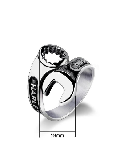 RANSSI Titanium Personalized Rolled Wrench Statement Ring 2