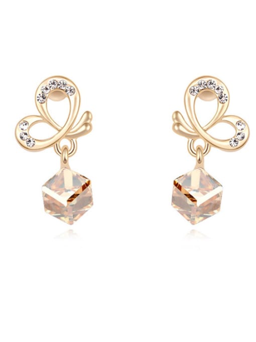 champagne Fashion Butterfly Cubic austrian Crystals Alloy Stud Earrings