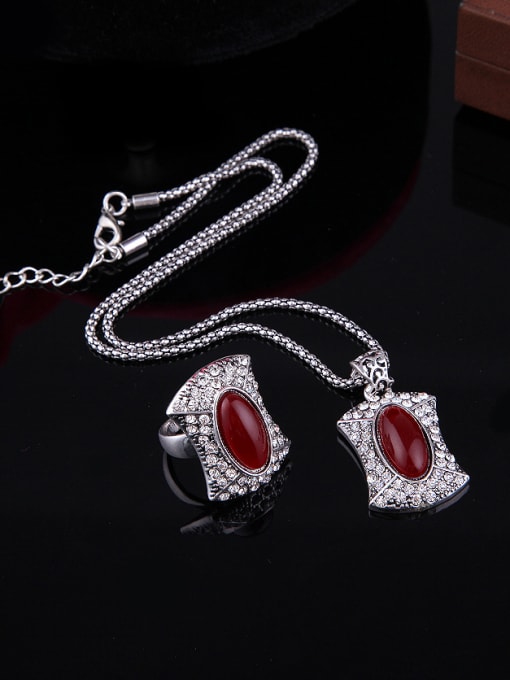 BESTIE Alloy Antique Silver Plated Vintage style Artificial Stones Three Pieces Jewelry Set 1