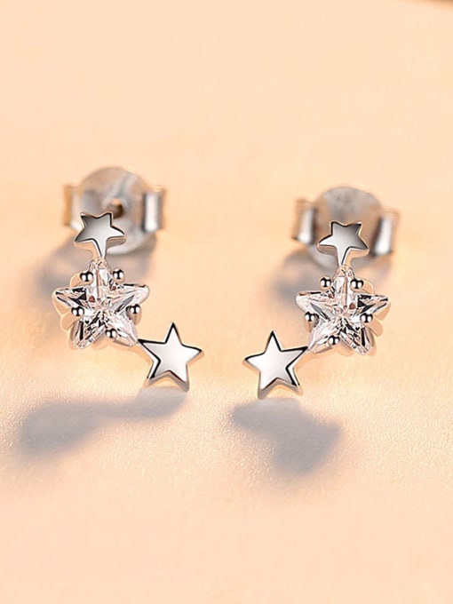 CCUI 925 Sterling Silver With 18k Gold Plated Cute Star Stud Earrings 0