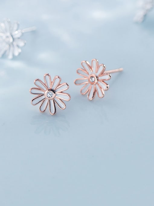 Rosh 925 Sterling Silver With Rose Gold Plated Cute Flower Stud Earrings 0