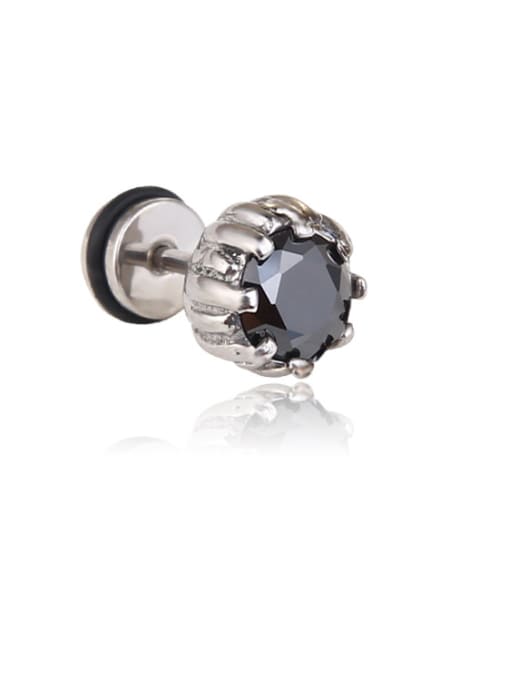 black Stainless Steel With Fashion Round Stud Earrings