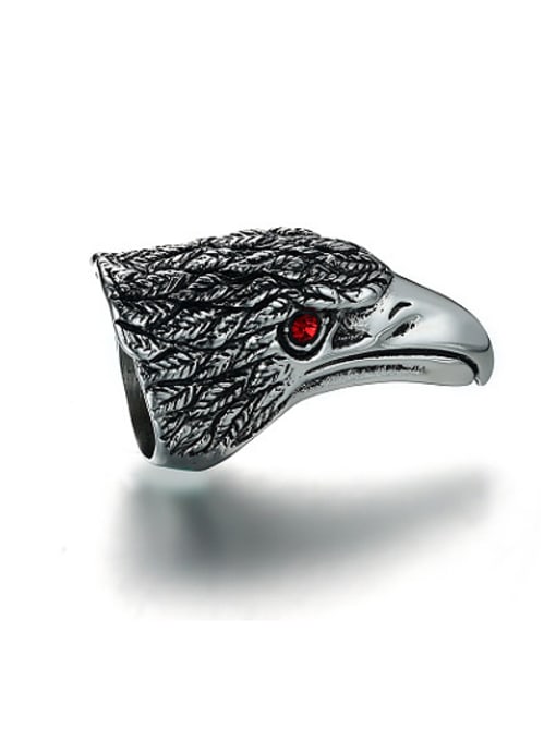CONG Exquisite Eagle Shaped Red Rhinestone Titanium Ring 0