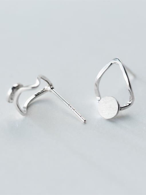 white Personality Geometric Shaped S925 Silver Stud Earrings